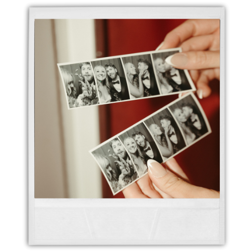 Polaroid photo of wedding photos