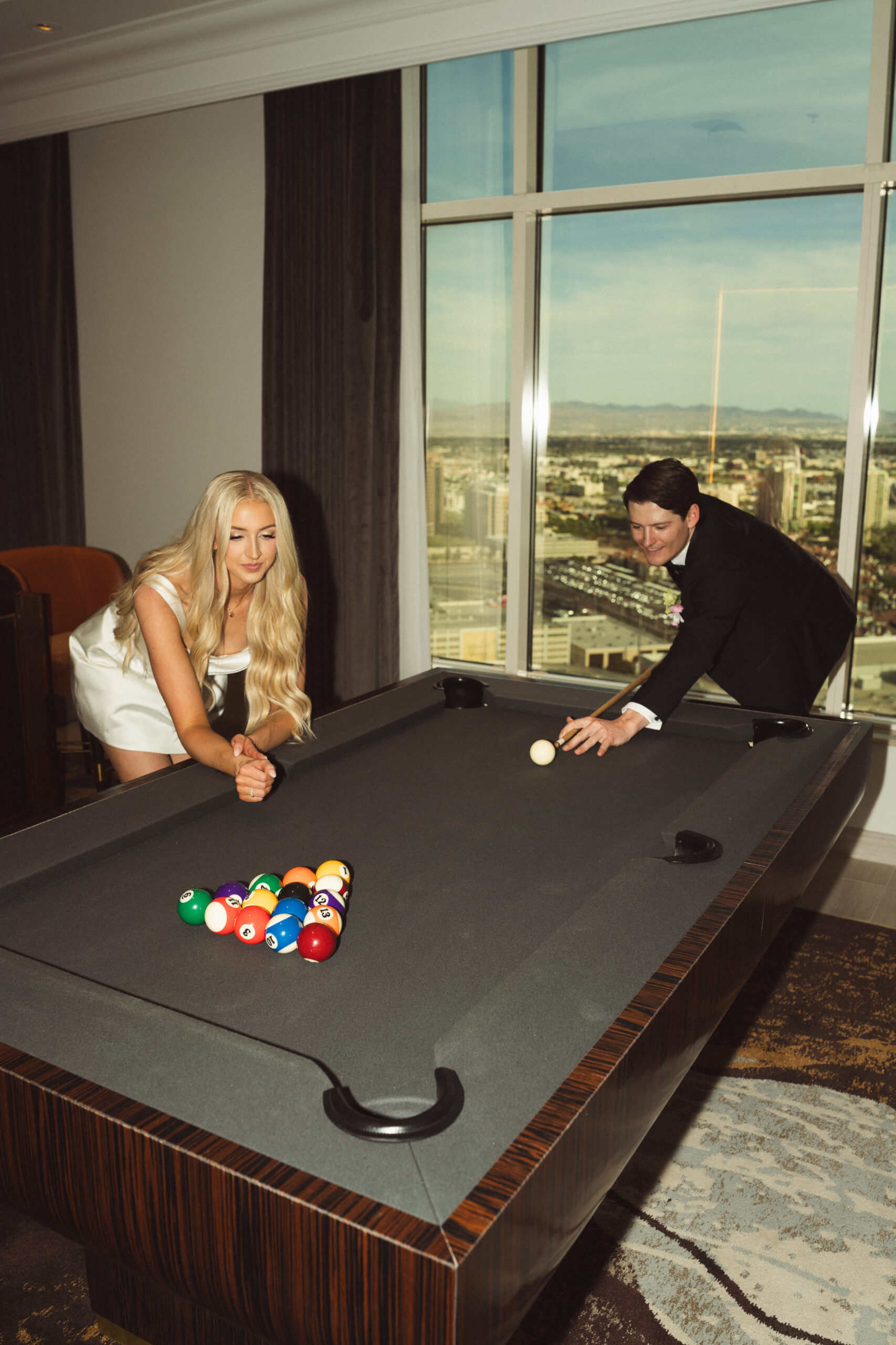 Las Vegas elopement photographer capturing couple portraits on the Las Vegas Strip